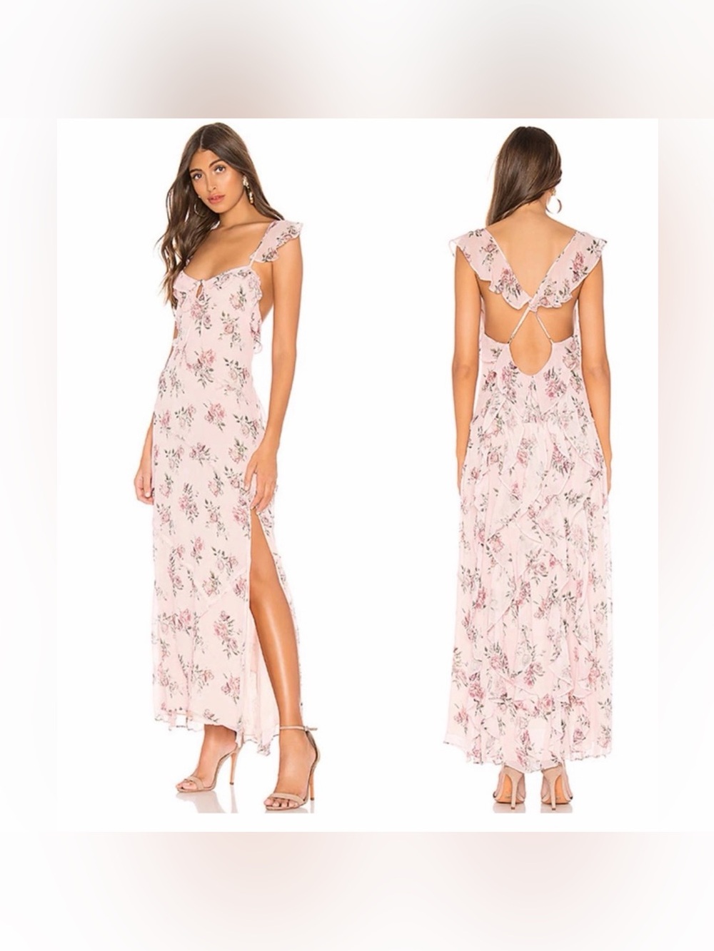 NWT LoveShackFancy Sally Silk Maxi Dress in Pink Canopy, Size Small